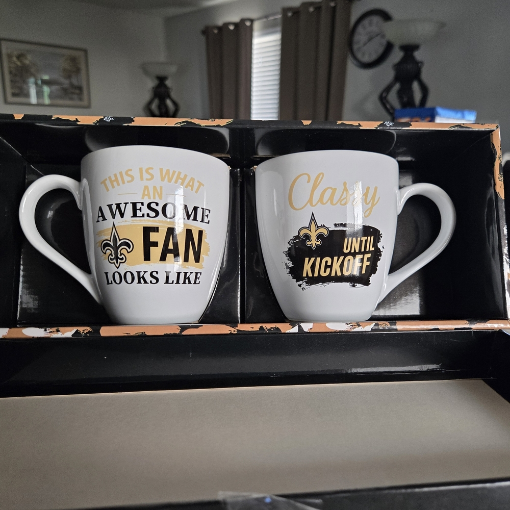 (Classy Fan Mug Set)  New Orleans Saints, O'Java 17oz Mugs.